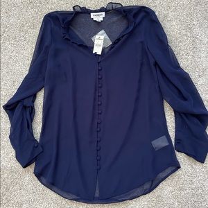 NWT! Women’s Express Portofino Slim Navy Blouse - Medium